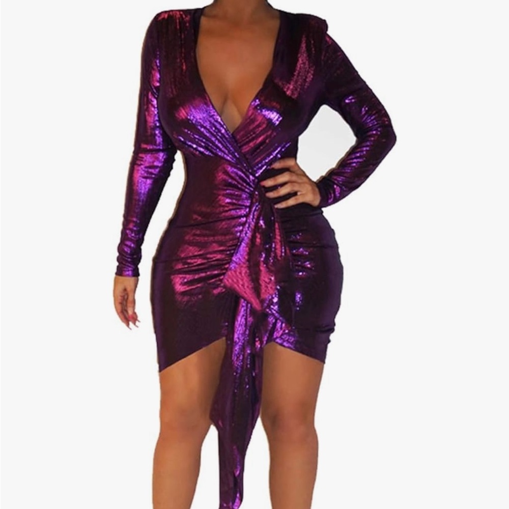 Shiny Purple Bodycon Dress